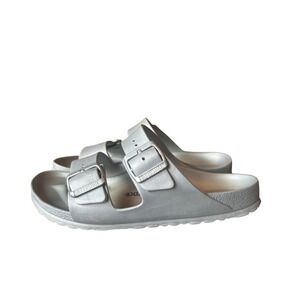 Birkenstock Arizona EVA Silver Metallic Sandals Women Size 39 250